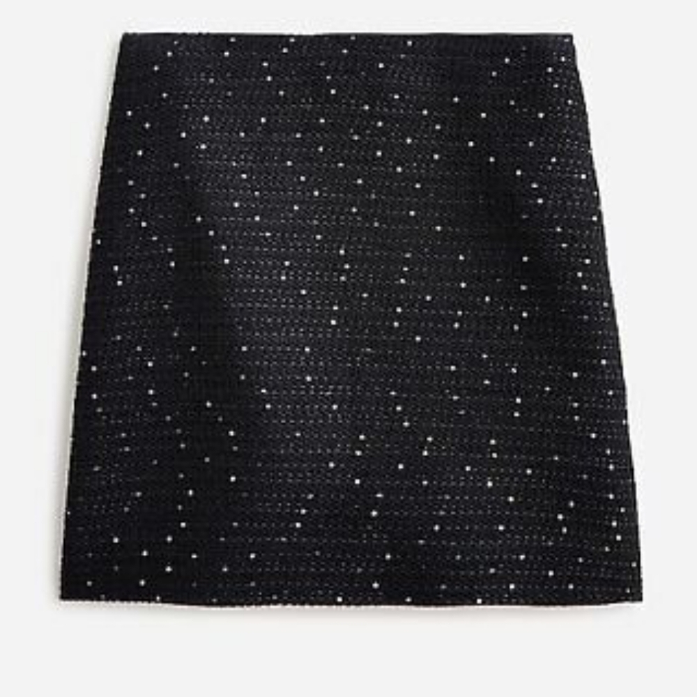 J. Crew Black Mini Skirt with Silver Dots